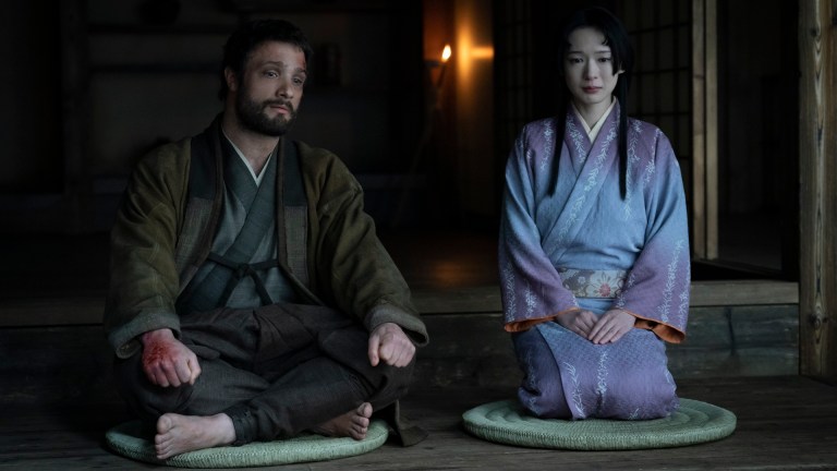 “SHOGUN” -- "A Dream of a Dream" -- Episode 10 (Airs April 23) Pictured (L-R): Cosmo Jarvis as John Blackthorne, Moeka Hoshi as Usami Fuji.