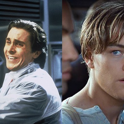 Christian Bale and Leonardo DiCaprio as Patrick Bateman in American Psycho