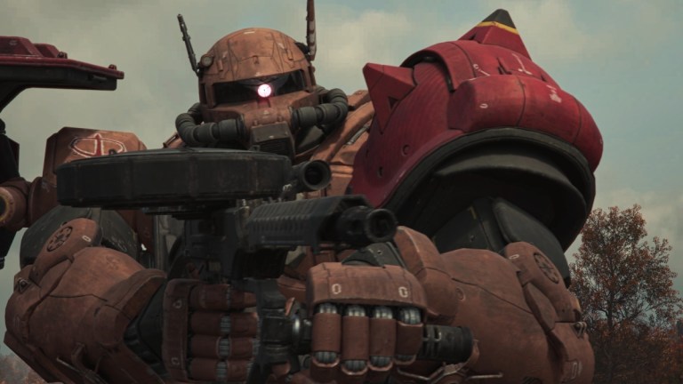 A red Zeon Zaku from Gundam: Requiem For Vengeance.